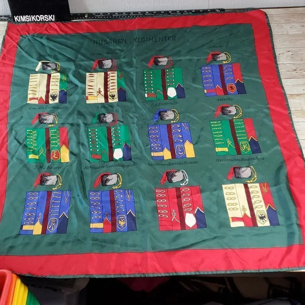 Husaren Regimenter Hussars Uniforms & Hats Silk Scarf Beautiful & Colorful!